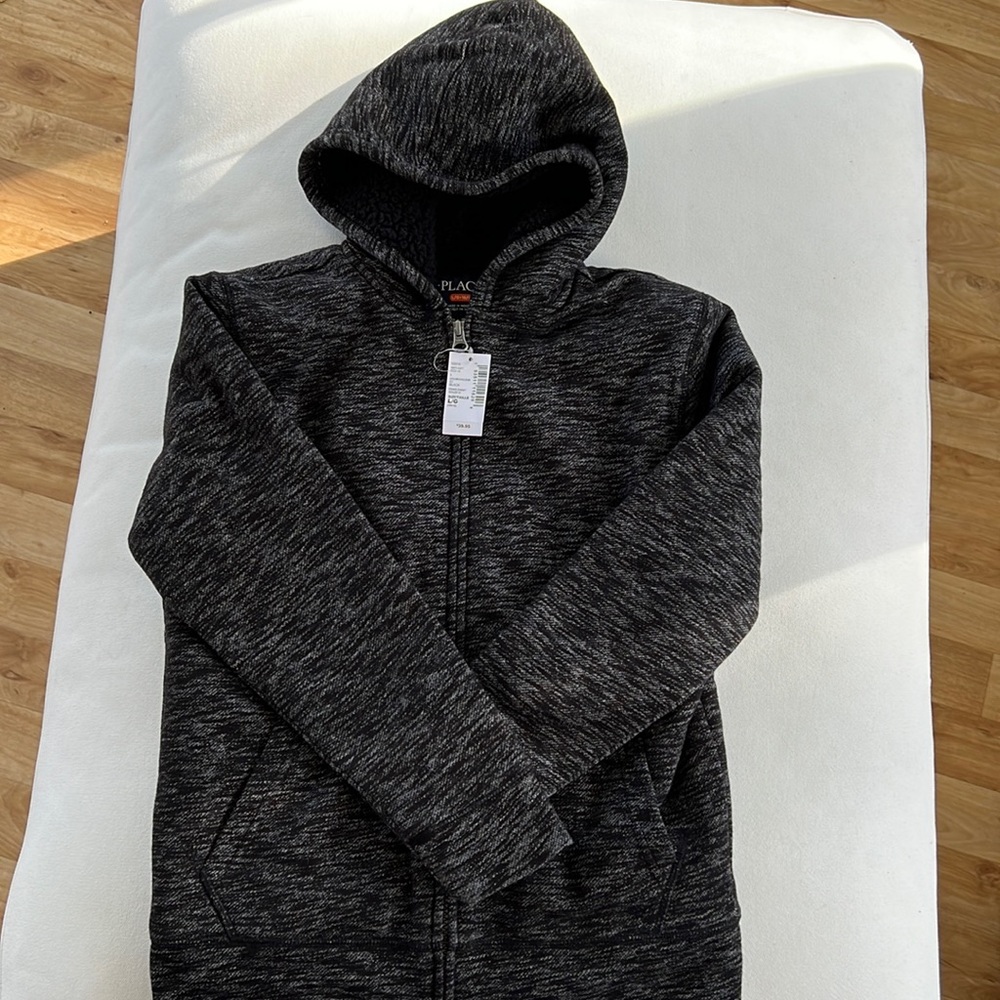 Boys black/gray fleece jackets L 10/12